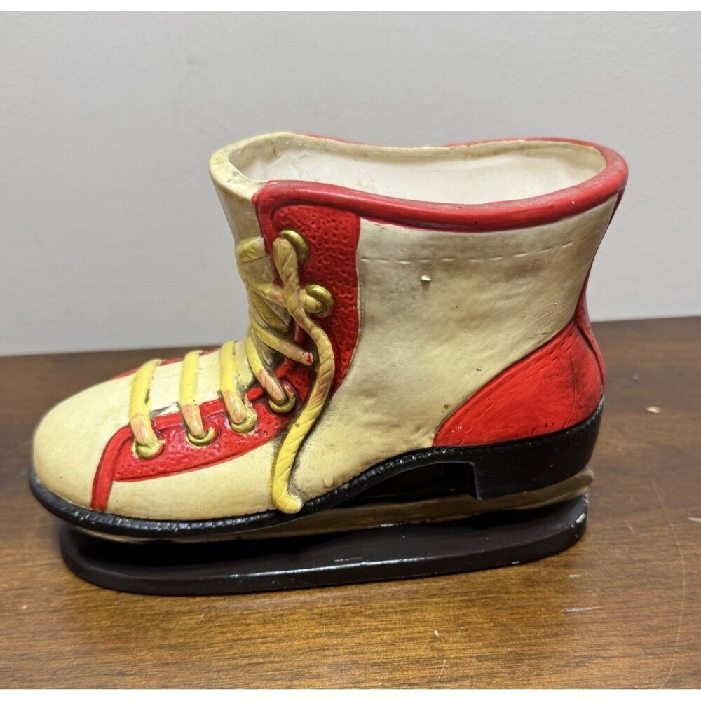 Vintage Decorative Ceramic Ice Skate Planter Holiday Christmas Winter Decor